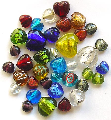 Silver Foil Heart Shape Glass